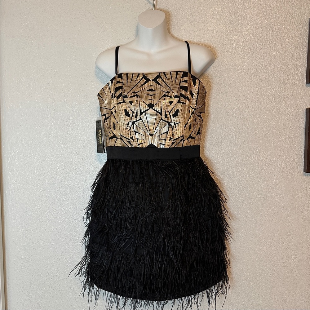 PROM NWT! Marciano Great Gatsby Bronwyn Corset feather sequin mini formal dress